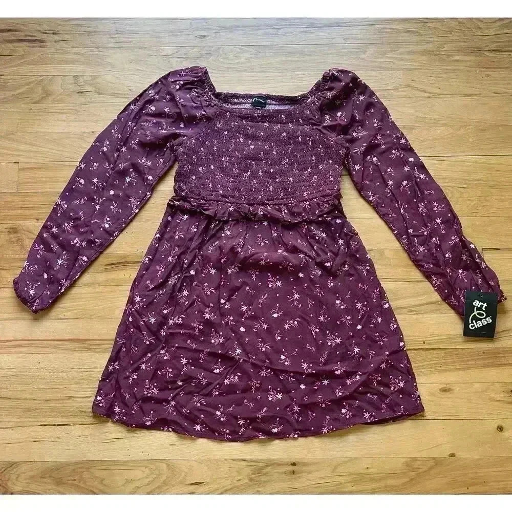 Art Class Girls Smocked Long Sleeve Dress